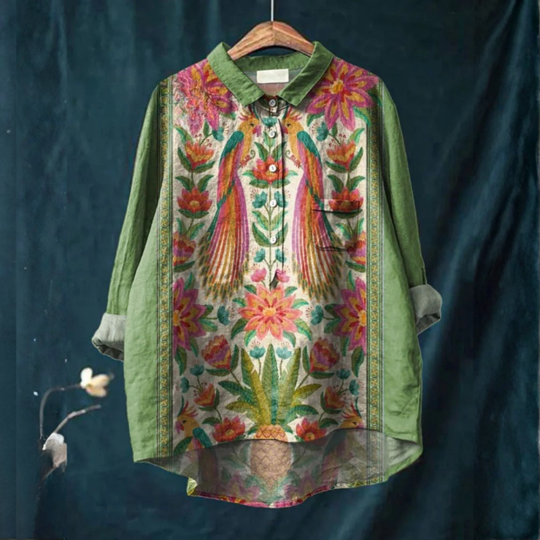 Raquel / Camisa de lino estampada