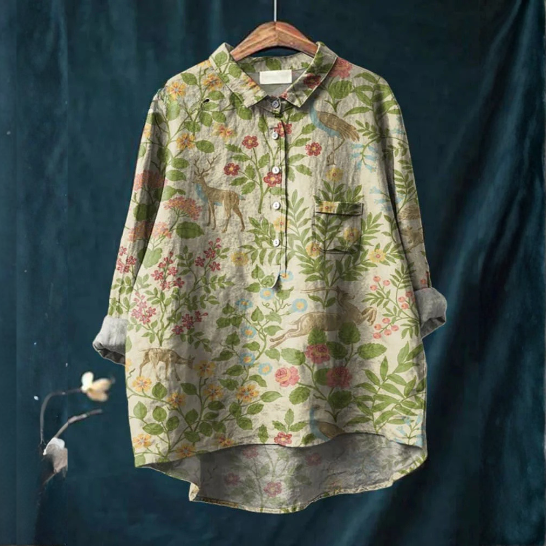 Elena / Camisa de lino estampada