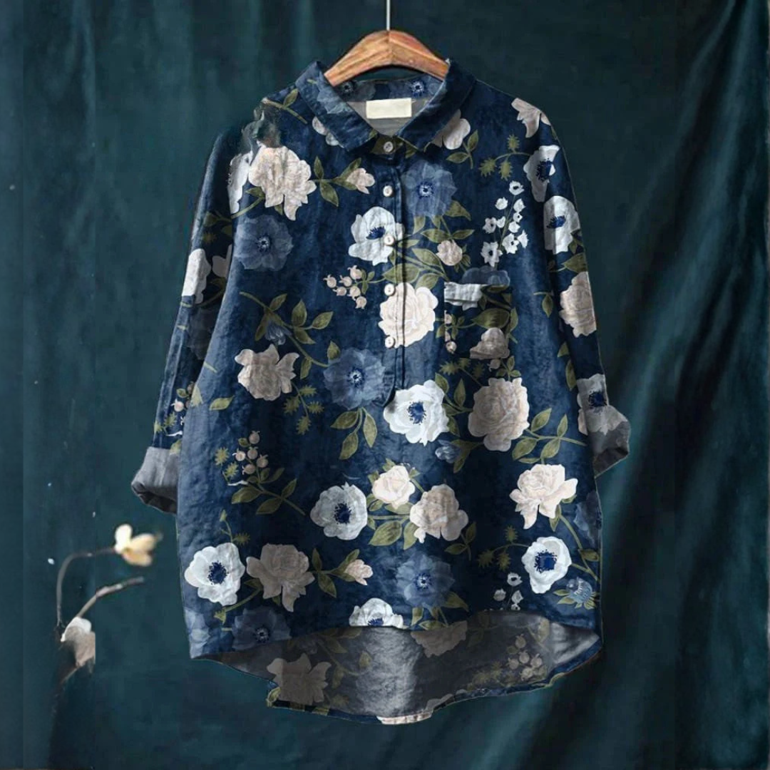 Luna / Camisa de lino estampada