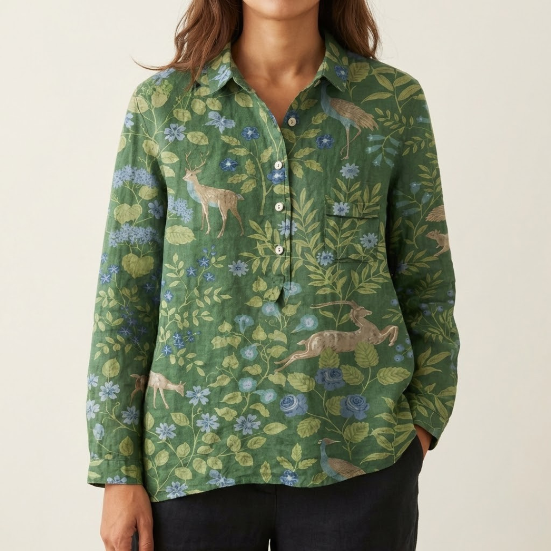 Elena / Camisa de lino estampada