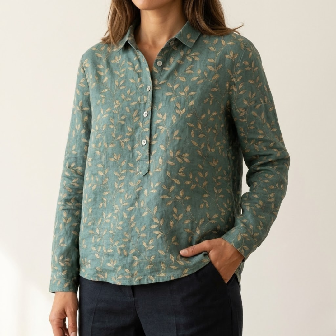 Luna / Camisa de lino estampada