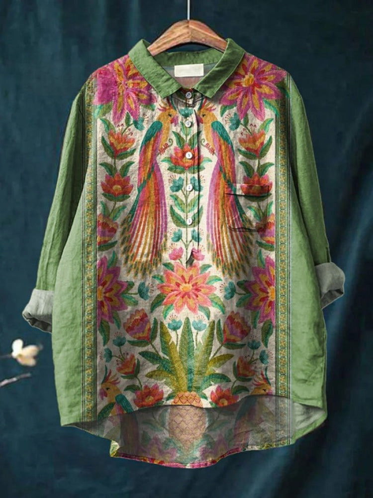 Lia / Camisa de lino estampada