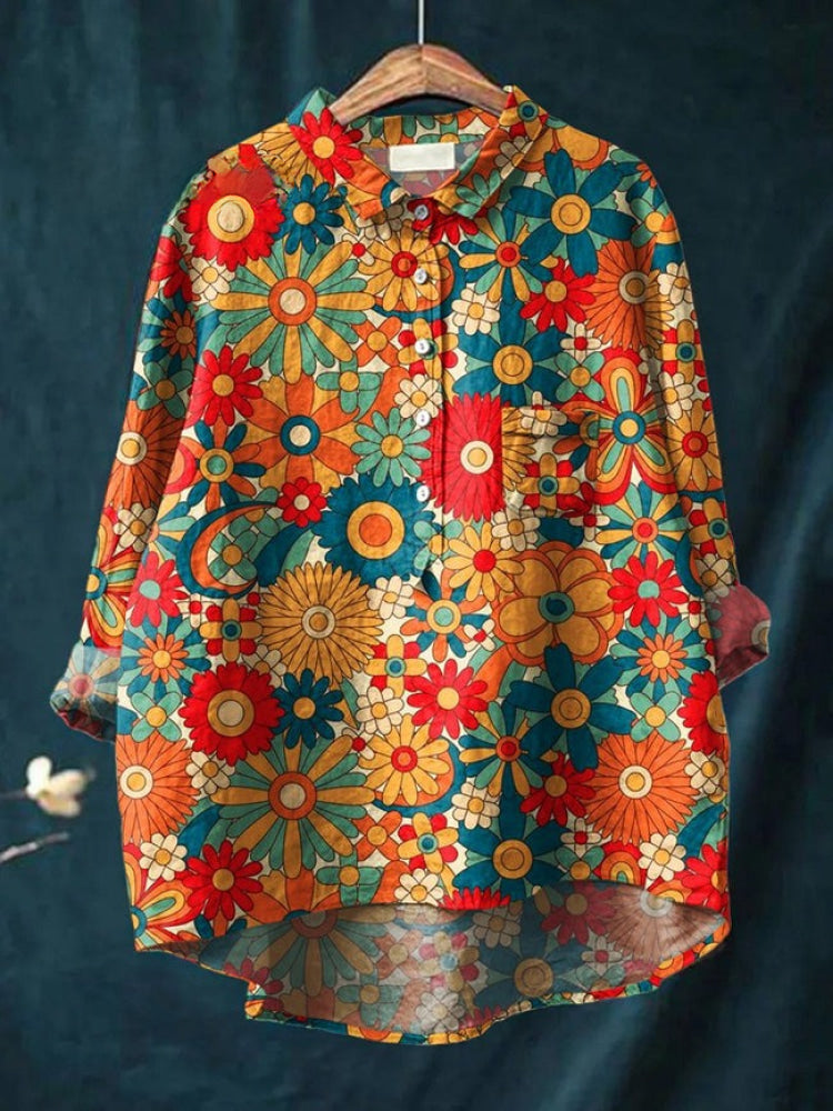 Luna / Camisa de lino estampada