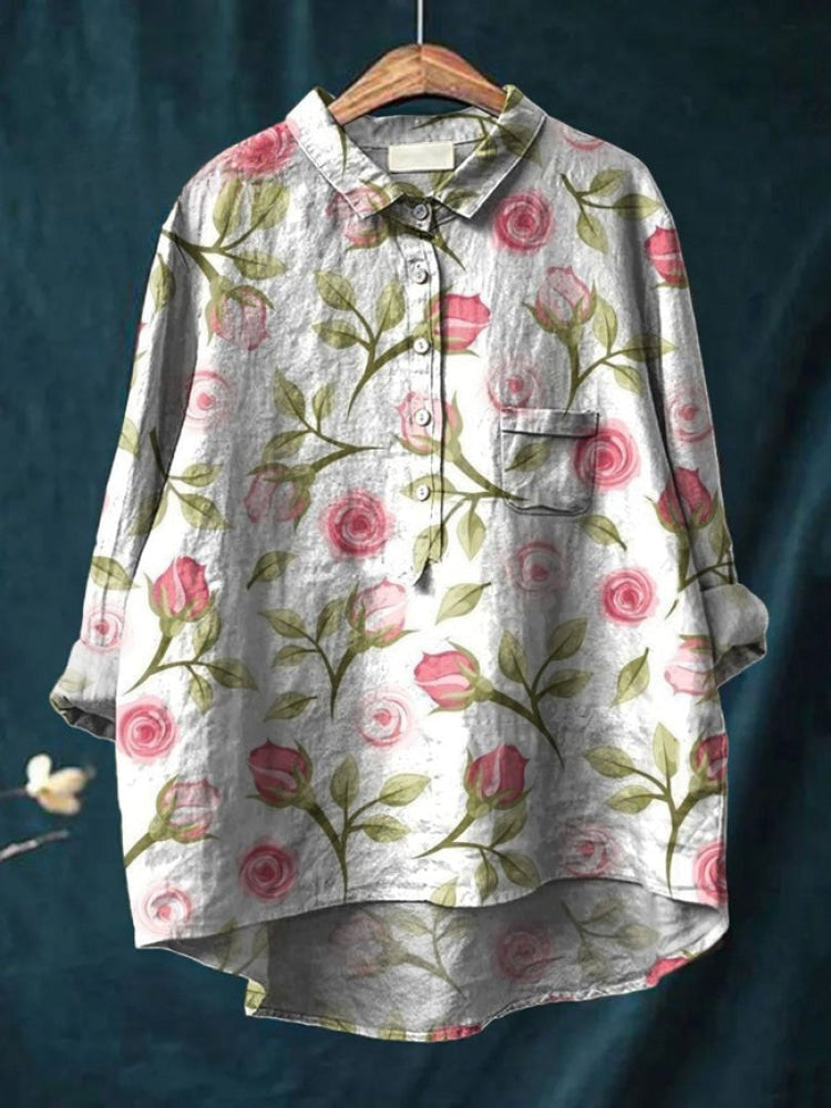Luna / Camisa de lino estampada