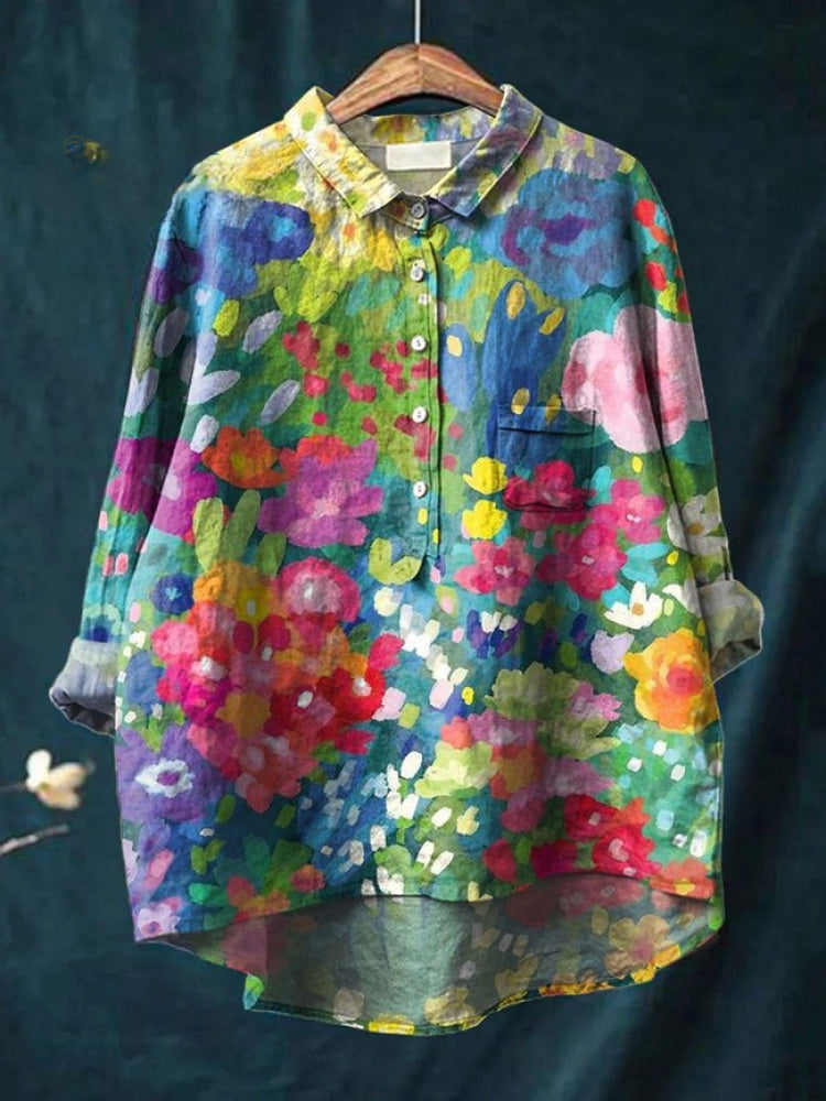 Lia / Camisa de lino estampada