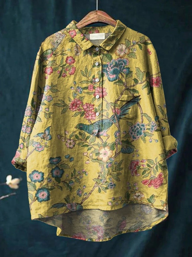 Luna / Camisa de lino estampada