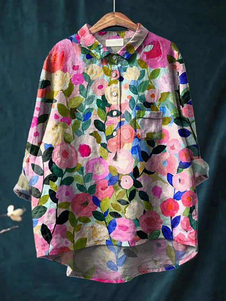 Lia / Camisa de lino estampada