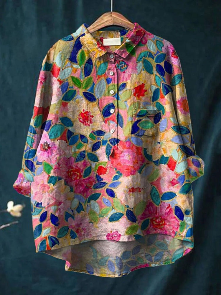 Luna / Camisa de lino estampada