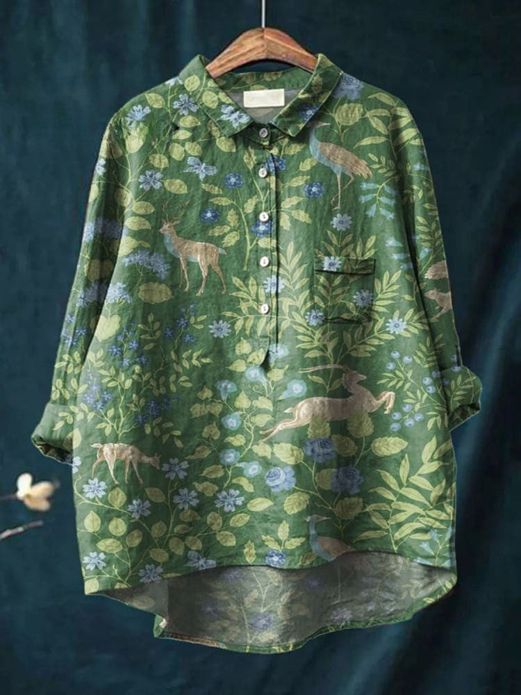 Elena / Camisa de lino estampada